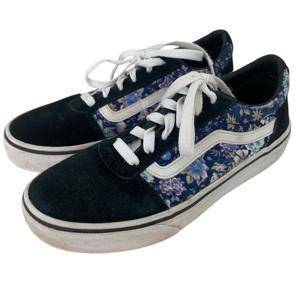 VANS Girl’s Ward Moody Floral Black/Purple Low Skate Shoes  Size: Missy 3